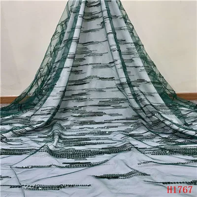 green lace HFX Золотая африканская роскошная кружевная ткань 3D ручной работы из бисера и пайетки Кружева французские кружевная ткань с ажурным рисунком для свадебного платья F1767 - Цвет: green lace