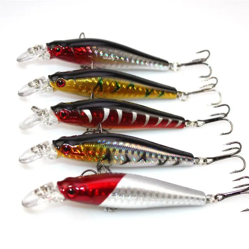 Искусственные приманки в форме рыбы 5 шт. 8 см (случайный цвет) | Спорт и