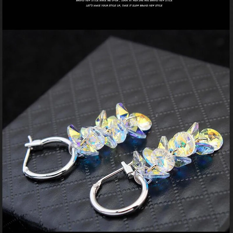 Labekaka Подлинная кристалл от Swarovski красивые махровые Подвески Подвеска мотаться женские серьги-подвески ювелирные украшения