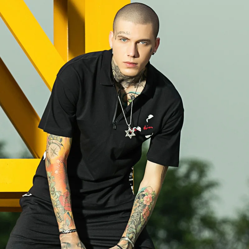 Мужская рубашка поло из хлопка 2018 летняя модная повседневная однотонная мужская