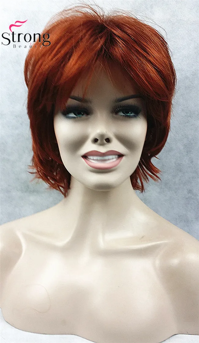 StrongBeauty короткий светло-коричневый подчеркивает Feathery Shaggy полный синтетический парик выбор цвета