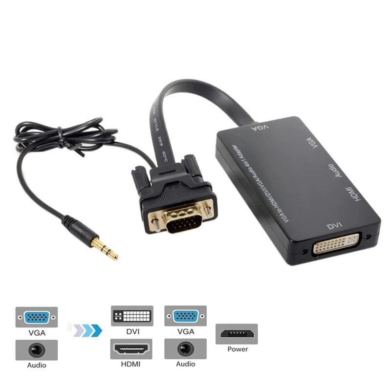 Vga к Аудио Hdmi Dvi 4 в 1 ключ Кабель адаптер многопортовый сплиттер конвертер для Hdtv Pc