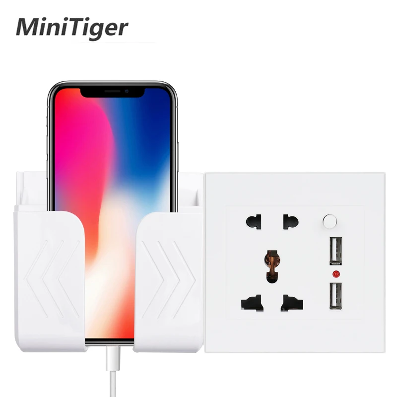 Minitiger Universal Standard Wall Power Socket Dual Switched USB Charging Port For Mobile Phone 2.1A Output LED Indicator | Обустройство