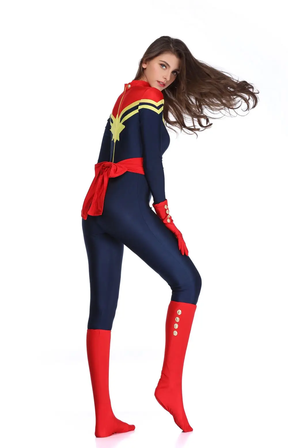 Взрослый костюм супердевушки высокого качества Marvel Мстители костюмы косплей супергероя Тор Американский капитан комбинезоны Z1907