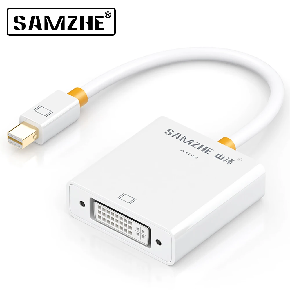 SAMZHE Mini DP thunderbolt интерфейс к порту DVI Белый Мини кабель для Macbook air и TV|dp cable|cable for