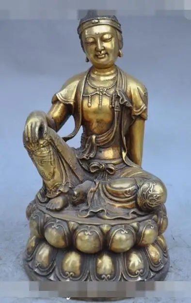 S5489 12&quotChinese buddhism fane bronze Waibo mother Kwan-Yin Bodhisattva Buddha Statue |