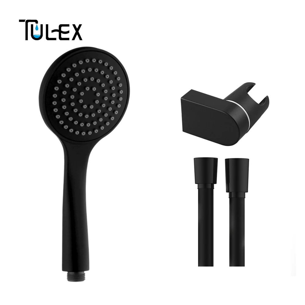 TH1140BK-set TULEX черная ручная Лейка для душа ABS пластиковый опрыскиватель для ванной комнаты водосберегающий ручной душ одна функция для аксессуаров для ванной комнаты - Цвет: TH1140BK-set