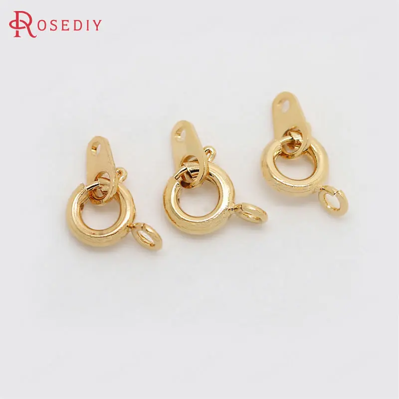 24K Gold Color 4 шт. 6x9 мм 24K позолоченные латунные Пружинные круглые застежки на ожерелье высококачественные ювелирные аксессуары - Цвет: 24K Gold Color