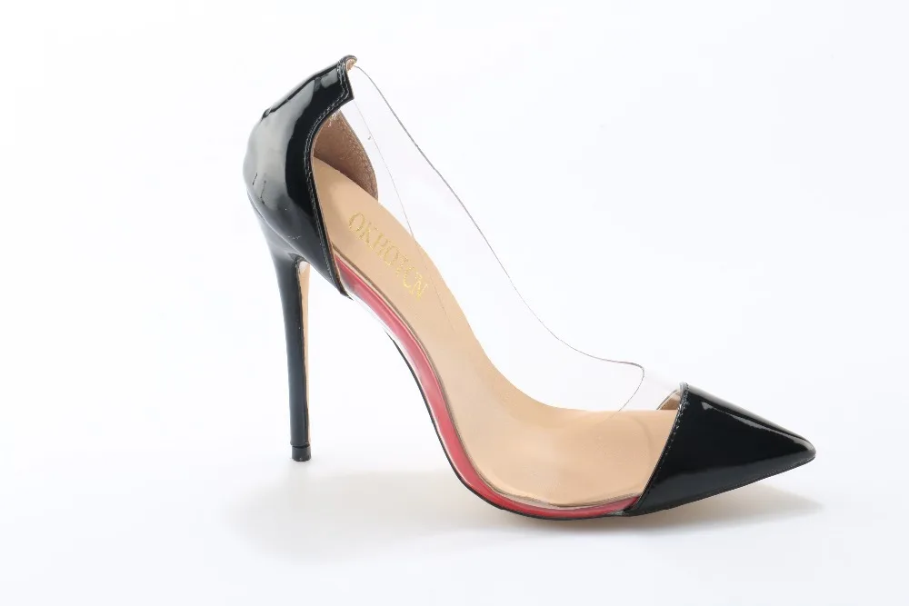 Новый стильный Брендовая женская обувь из прозрачного ПВХ на высоком тонком 12/10