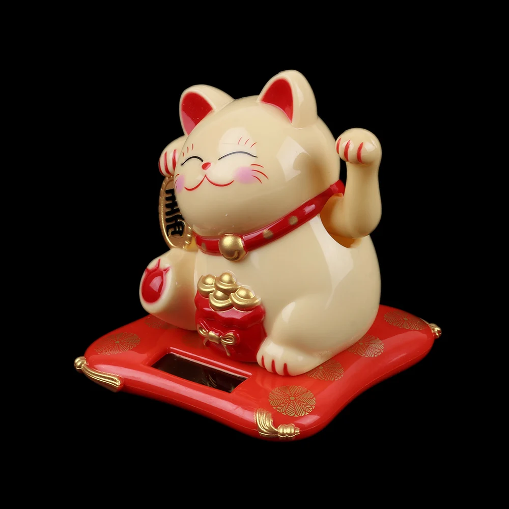 Maneki Neko черный/белый на солнечных батареях радушный Кот удача для дома автомобиля