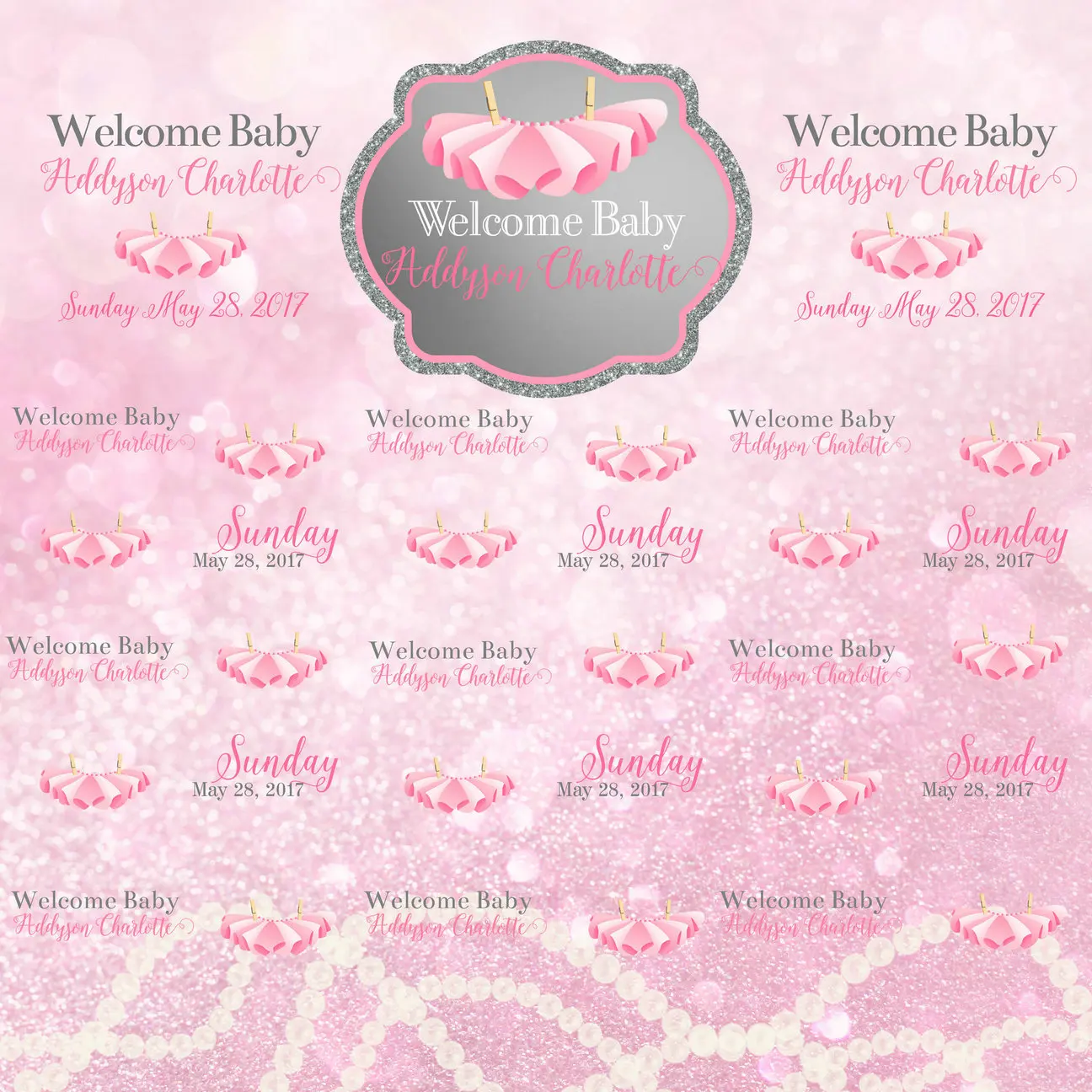 

custom Pink Ballerina Pearl Necklace Beaded Sparkly Bokeh background High quality Computer print party backdrops
