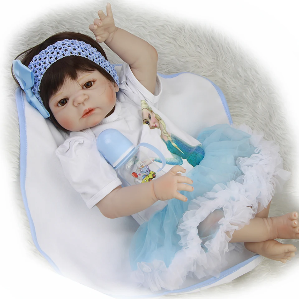 

23 Inch Boneca bebes reborn Girl Full Body Silicone Vinyl Reborn Babies Dolls 57 cm alive fake baby Newborn Dolls toys gift