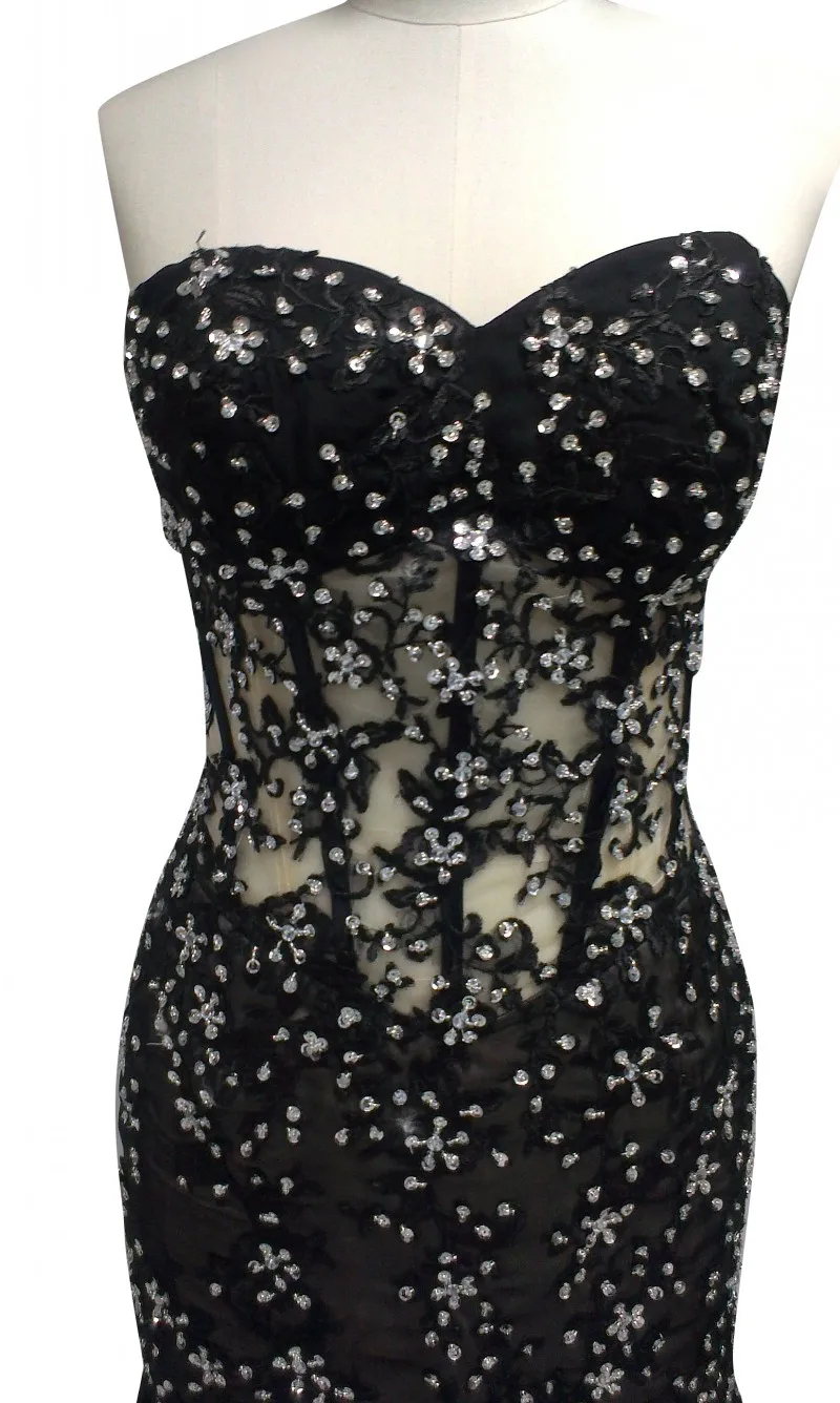 Блестящее прозрачное пикантное платье для выпускного из органзы с блестками и