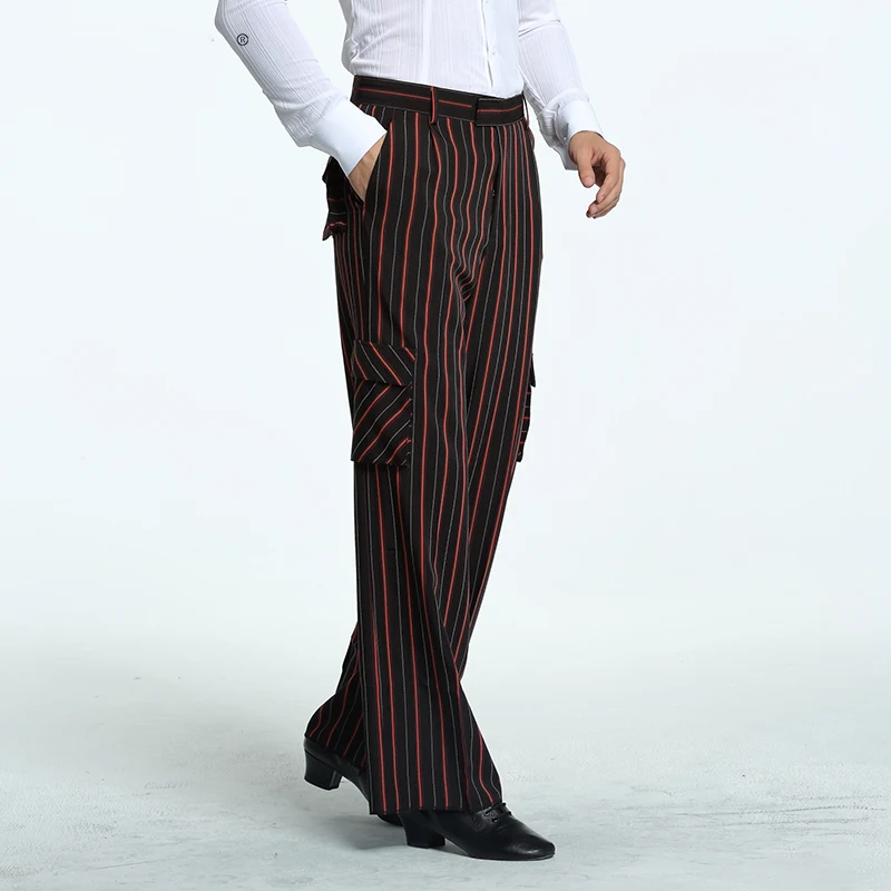 

New Latin Dance Pocket Pants Female Adult Black Pocket Stripe Trousers High Quality Practice Ballroom Dancing Clothes DWY1109
