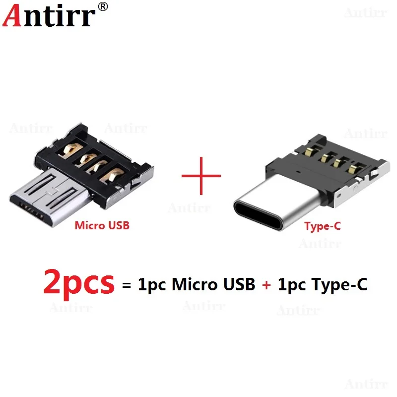 2 шт. переходник Type-C с разъемом Micro USB 0 Папа-мама OTG для флеш-накопителя планшет