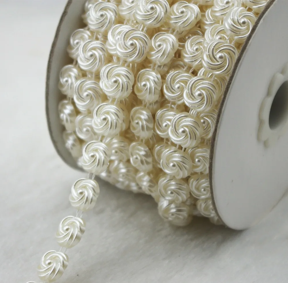 10 мм в форме цветка жемчужные стразы цвета слоновой кости цепь планки шитье