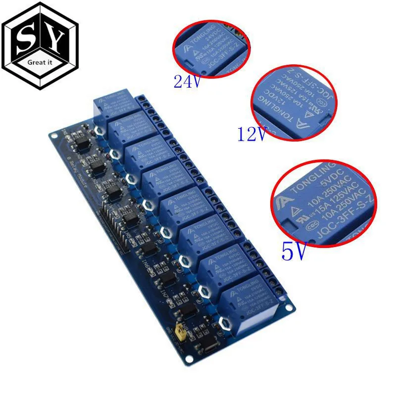 1 шт. 5 в 12 В 24 8 канальный релейный модуль доска для Arduino PIC AVR MCU DSP ARM Электронный