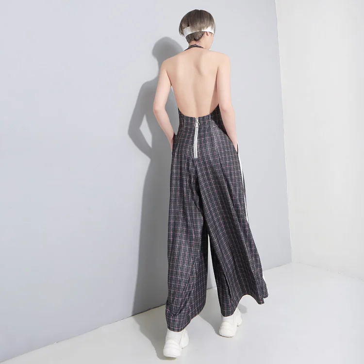 

Women Jumpsuit Embroidery Sleeveless Rompers Womens Jumpsuit Backless Wide Leg Jumpsuits Loose Long Ladies Overalls New