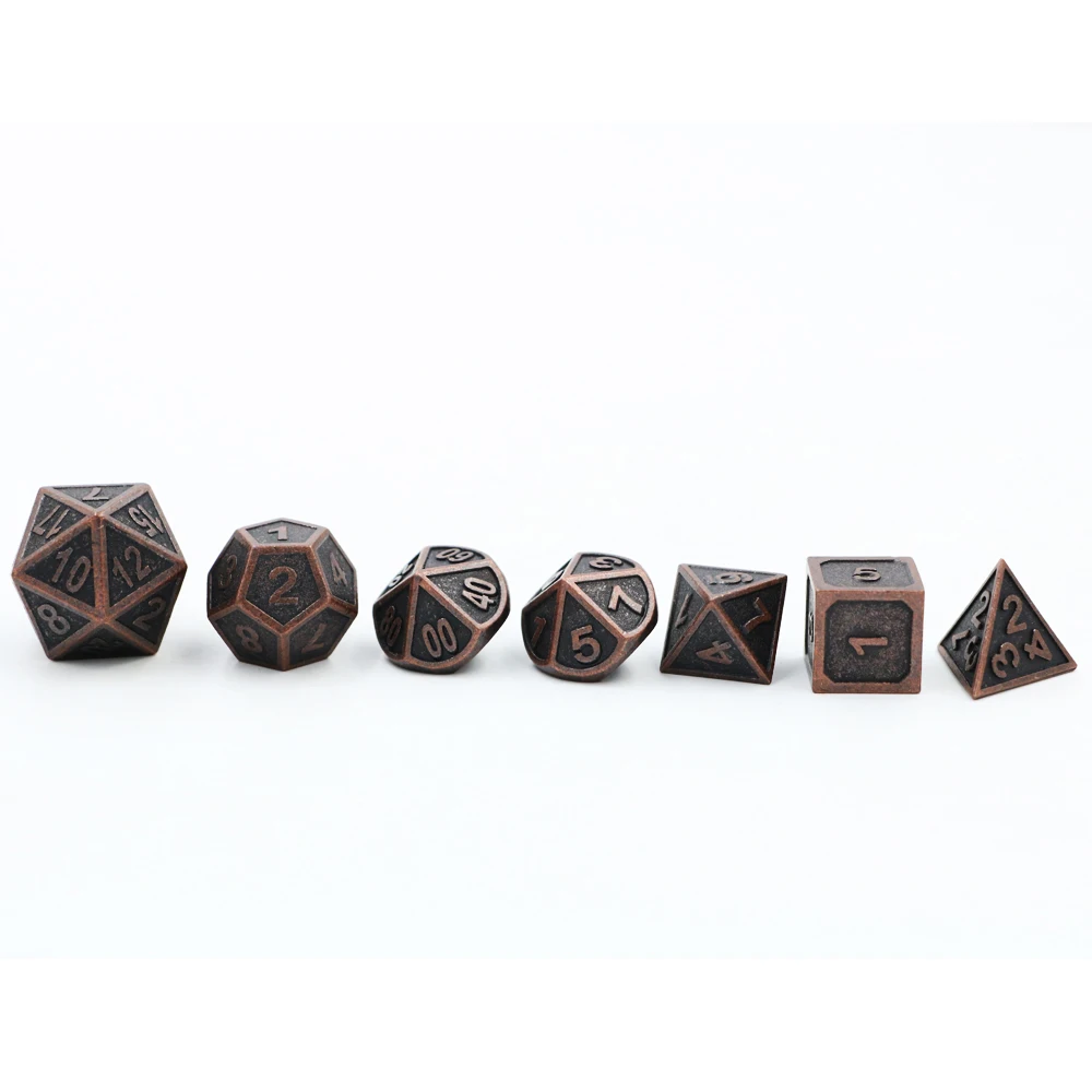 IMDG 7 шт./компл. Творческий RPG игра в кости многогранник металлические игральные кубики DND вырезка красный Медь Цвет цифровой игра в кости