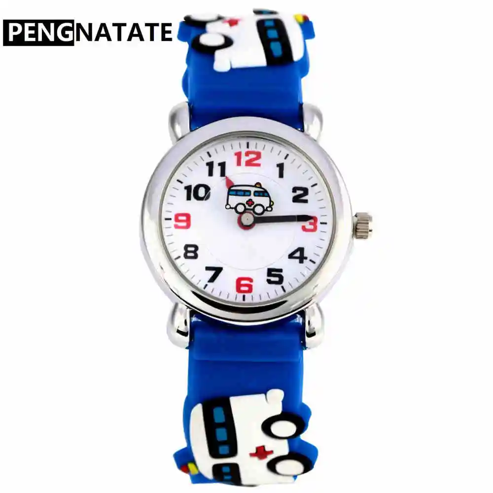 Navy blue PENGNATATE модные часы для мальчиков Дети Мультфильм экскаватор ремень повседневные водонепроницаемые часы силиконовый браслет наручные Дети подарок - Цвет: Navy blue