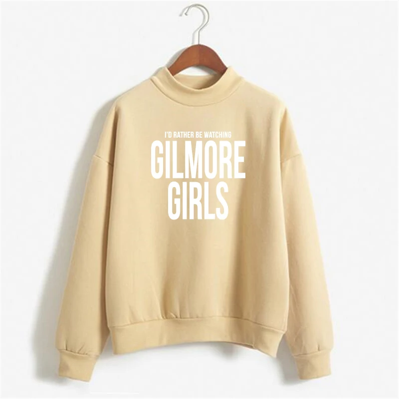 khaki Осенне-зимняя одежда, толстовка с капюшоном и надписью Gilmore, толстовка из плотного флиса с принтом для девочек, женский свободный пуловер с капюшоном harajuku Moletom - Цвет: khaki
