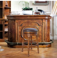 european american style solid wood high bar stool leather bar stool