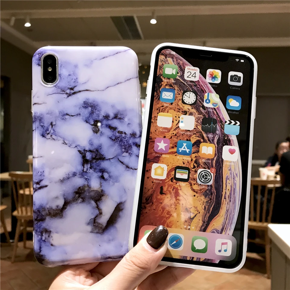 Case for iphone XS Max XR X Cover Matte TPU Covers On Luxury Fashion Marble 2 in 1 Silicone 7 6s 6 8 plus Funda |