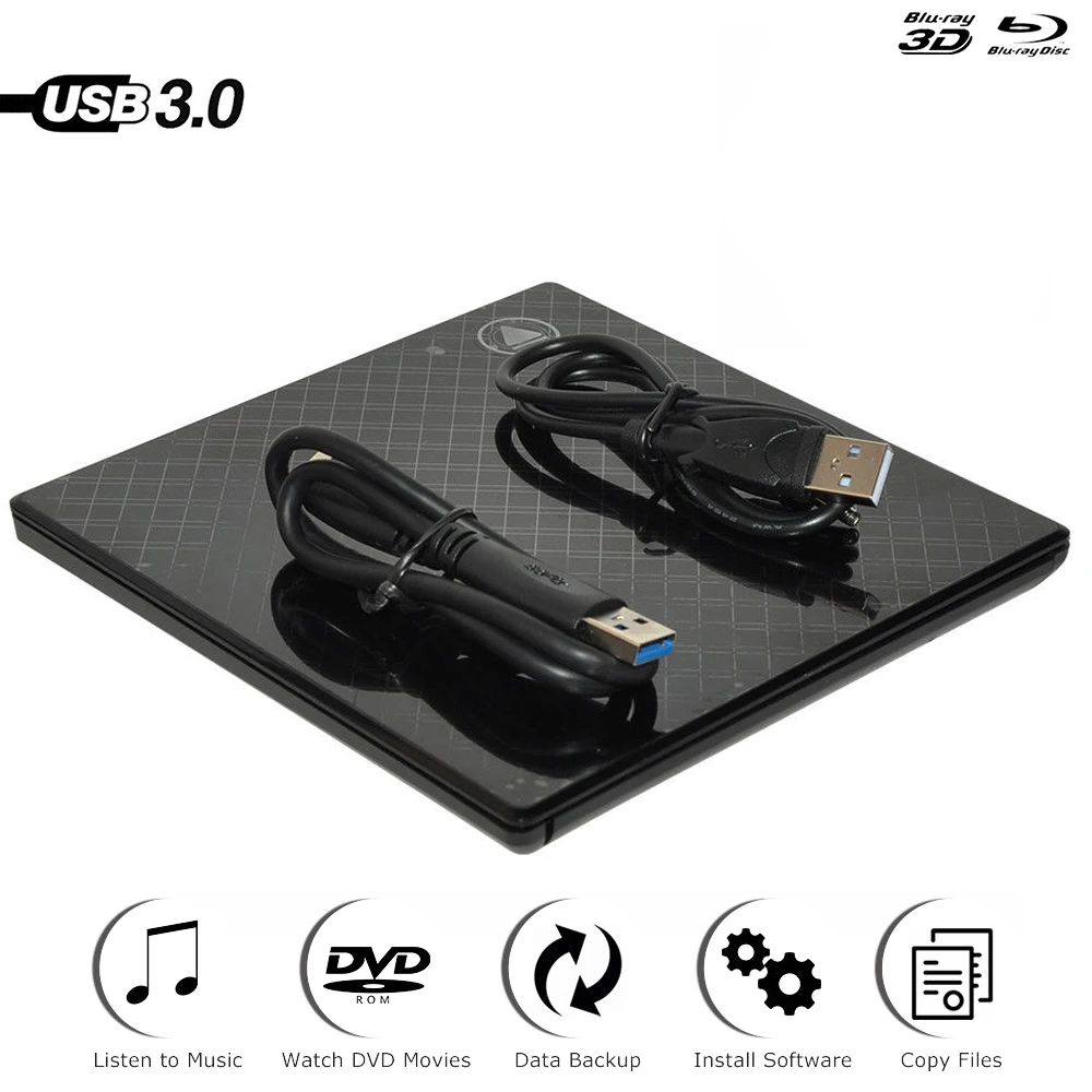 Внешний Blu Ray привод тонкий USB 3 0 Bluray горелка BD RE CD/DVD RW Писатель играть ray диск для Asus