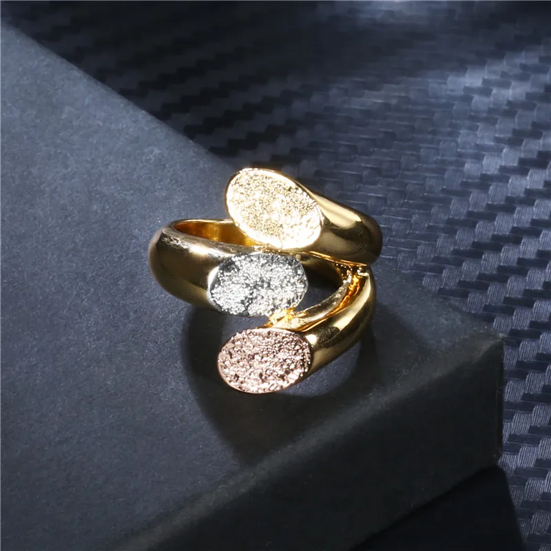 Romad 3 Color Wide Rings Charm Personalized Anillos Jewelry For Women Elegant Party Wedding Rose Gold Open Ring bague | Украшения и