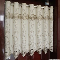 sunshade curtain half curtain countryside flower embroidered window valance lace hem coffee curtain for kitchen cabinet door