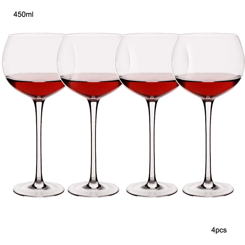 450ml 4pcs Бокал для вина, хрустальный бокал для вина, домашний бокал для напитков, креативный бокал для шампанского, праздничные свадебные принадлежности - Цвет: 450ml 4pcs