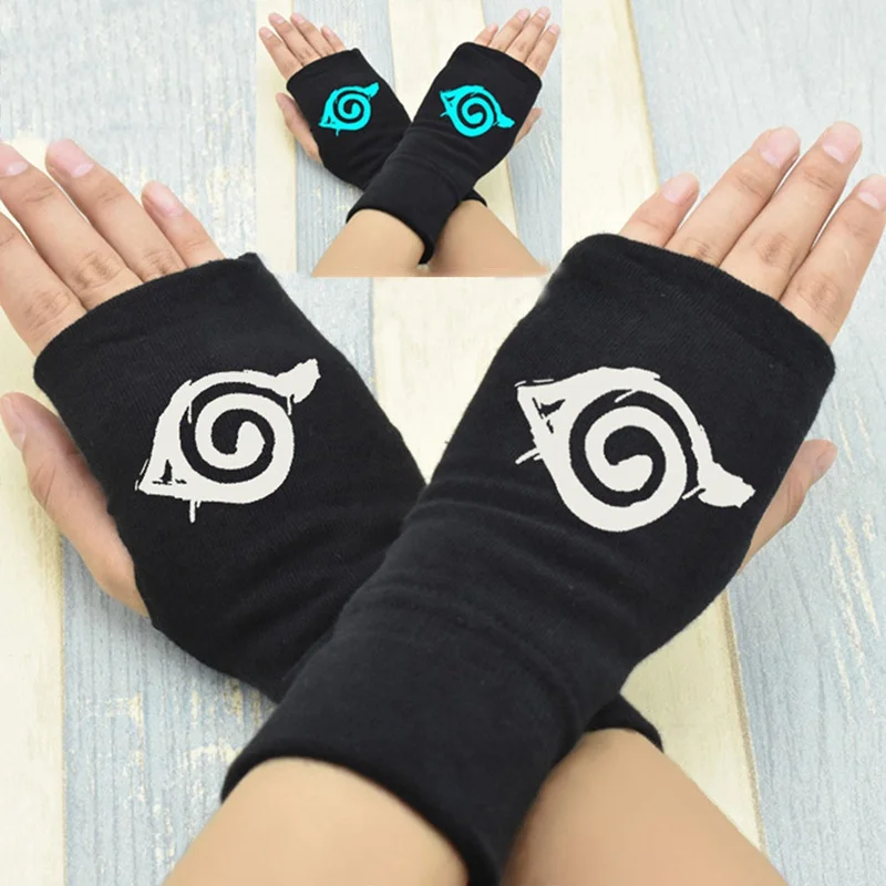 

2019 Fashion Fingerless Gloves 11 Styles Anime New Sharingan Half Finger Knit Warm Cotton Gloves Uchiha Sasuke