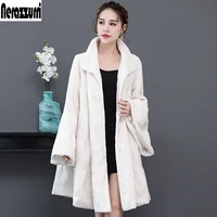 nerazzurri winter luxury runway faux fur coat women full skirt flare sleeve fluffy faux shearling jacket korean fashion 2021