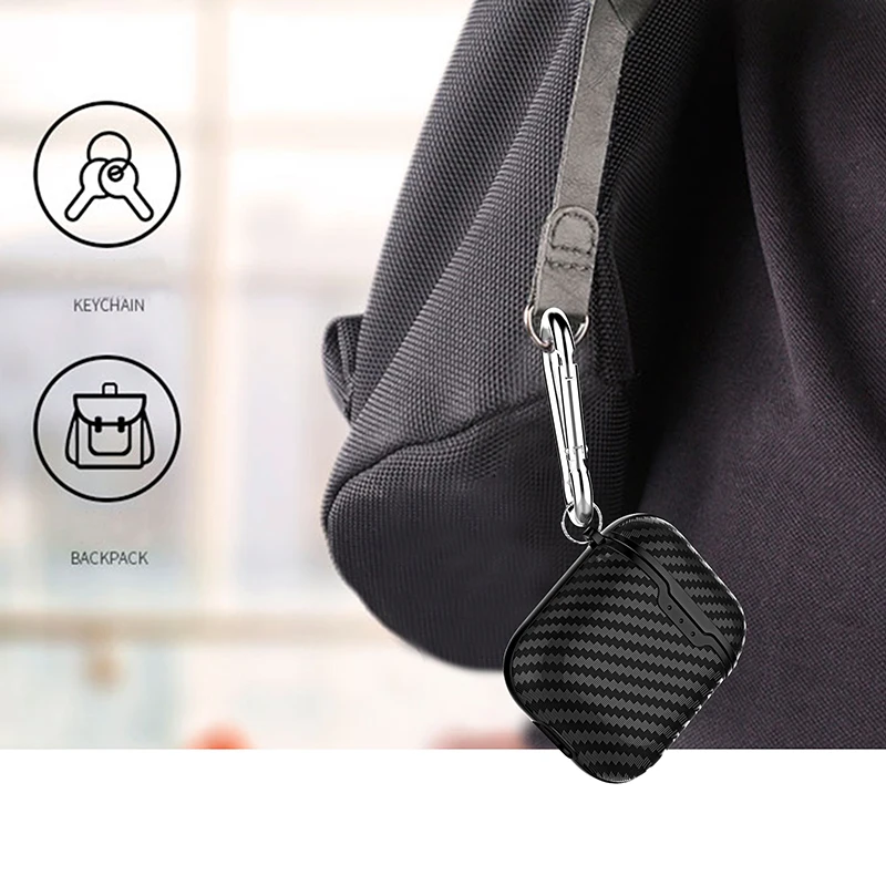 Модный чехол для наушников из углеродного волокна Airpods деловой мягкий с полной