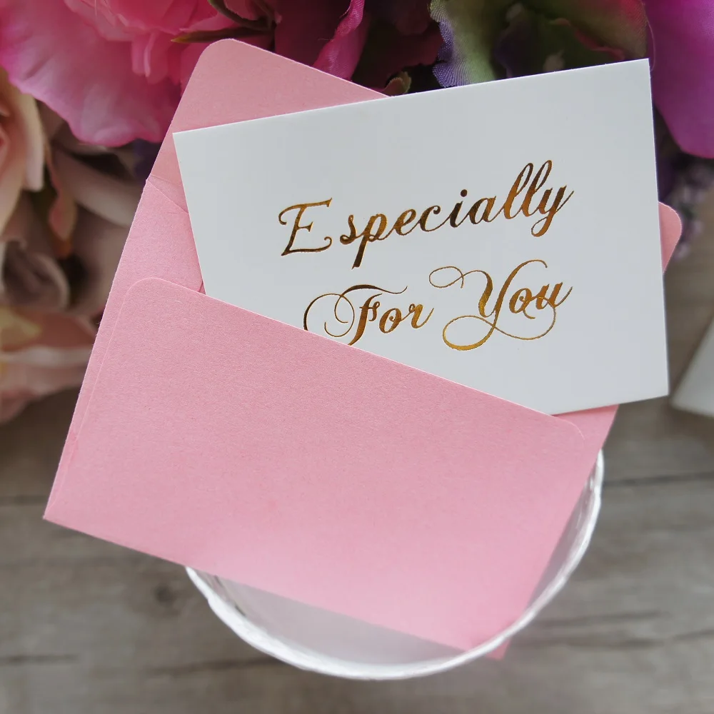 

25pcs Mini especially for you Card gold with pink envelope multi-use Scrapbooking DIY Decoration party invitation gift card