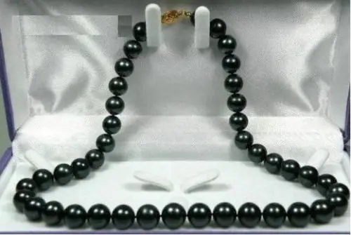 RHJ0060 Genuine Huge AAA 9-10mm south sea black pearl necklace 28% Discount (A0513) | Украшения и аксессуары
