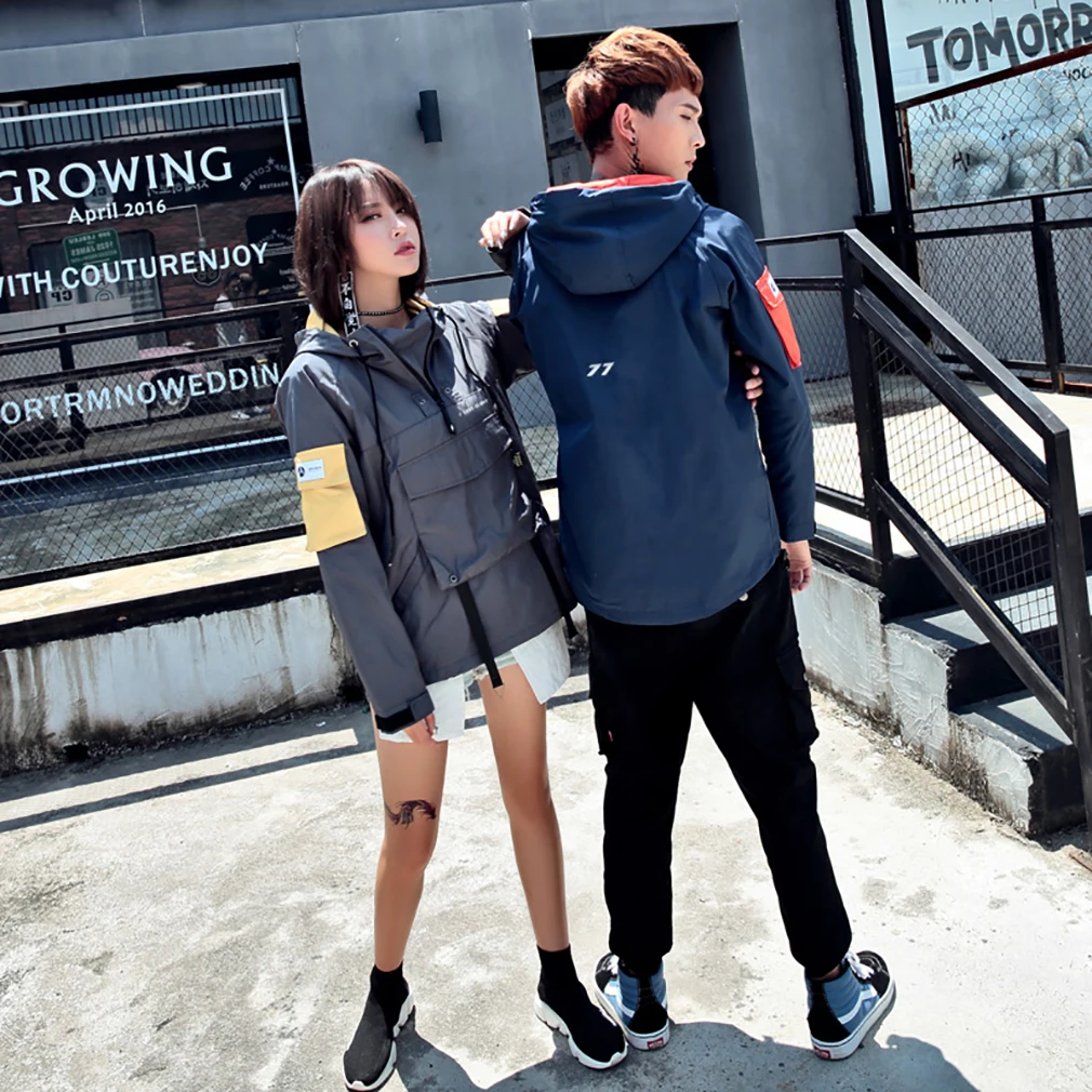 Ветровка унисекс с капюшоном для мужчин женщин уличная одежда молодежи