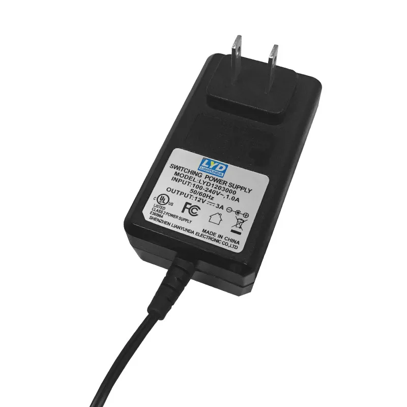 12VDC 3000mA 36W стен штепсельной вилки AC/DC Мощность адаптер с 5 5x2 1 мм DC Штепсель для