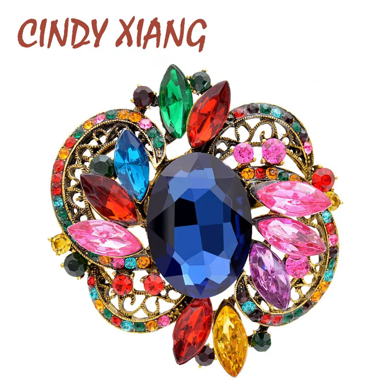 CINDY XIANG, Большой Хрустальный цветок, винтажные Броши для женщин, элегантная красочная брошь на булавке, 6 цветов,, вечерние, свадебные ювелирные изделия