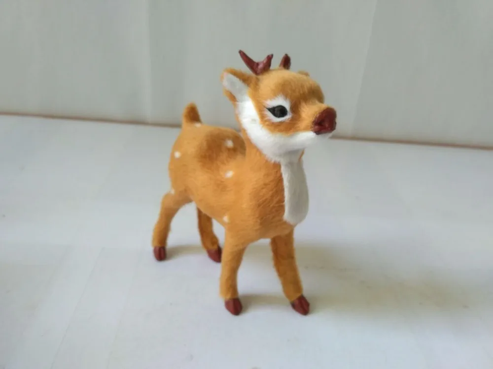 

13x11cm simulation sika deer model,polyethylene&faux furs deer handicraft Figurines prop,home decoration toy gift a1839