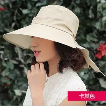 SUOGRY женская летняя хлопковая шляпа от солнца, шапка Chapeu Feminino Praia Chapeau Femme Bill Neck Flap UV Upf 50+ с большими полями, модная - Цвет: Khaki