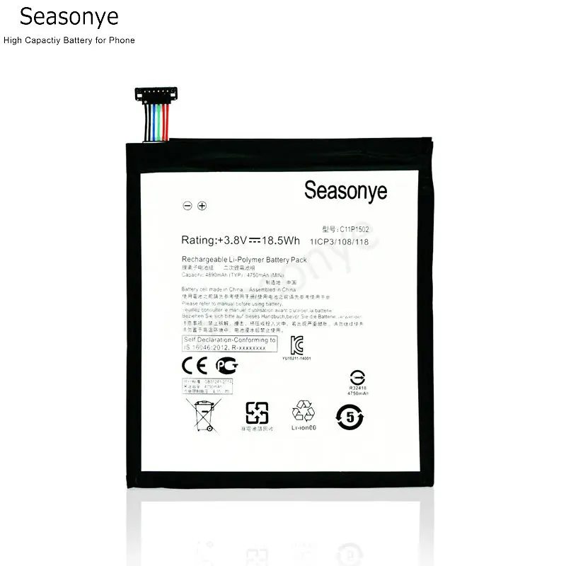 Seasonye 4890mAh Тип/4750mAh мин C11P1502 телефон Tab Сменный аккумулятор для ASUS ZENPAD 10 Z300C Z300CL Z300CG