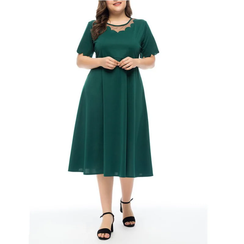 Женское длинное платье средней длины в мусульманском стиле однотонное свободное