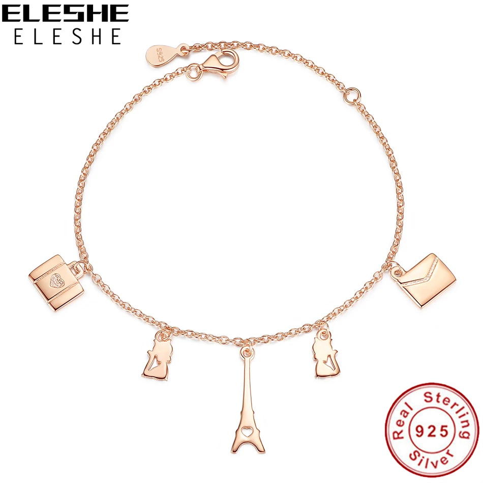 Женский браслет из серебра 925 пробы с изображением Эйфелевой башни|bracelets for|sterling