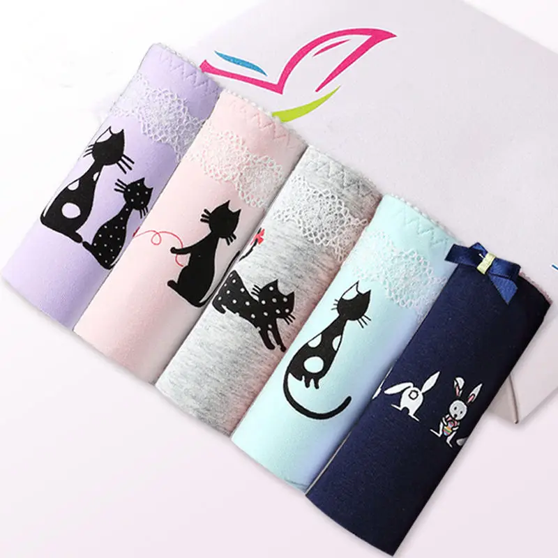 5 шт./лот высококачественные женские хлопковые трусы большого размера милые