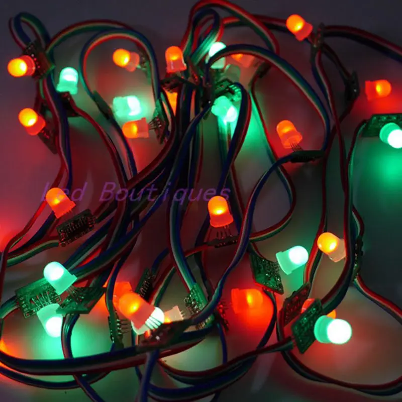 (50 шт./лот) 5 в пост. Тока 10 см длина провода 12 мм Диаметр WS2801 СВЕТОДИОДНЫЙ модуль