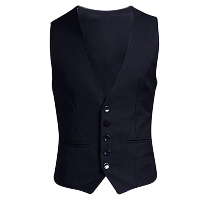 Британский Стильный мужской пиджак без рукавов деловой костюм приталенный жилет