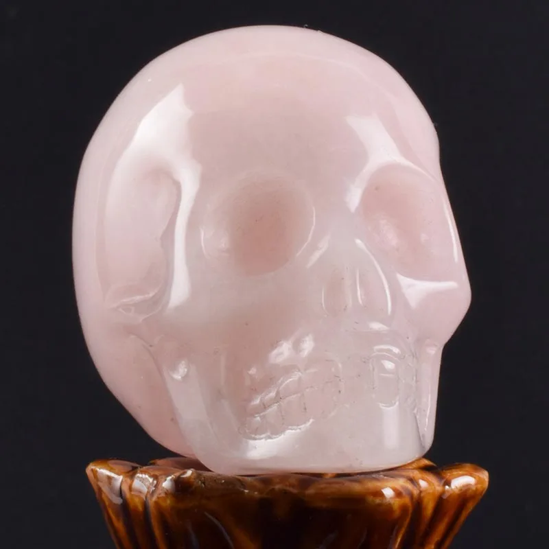 Rose Quartz 2 дюйма ручной работы натуральный камень Статуэтка-Череп Кристалл резная статуя Реалистичная фэн-шуй Исцеление домашний орнамент Искусство Коллекционная - Цвет: Rose Quartz