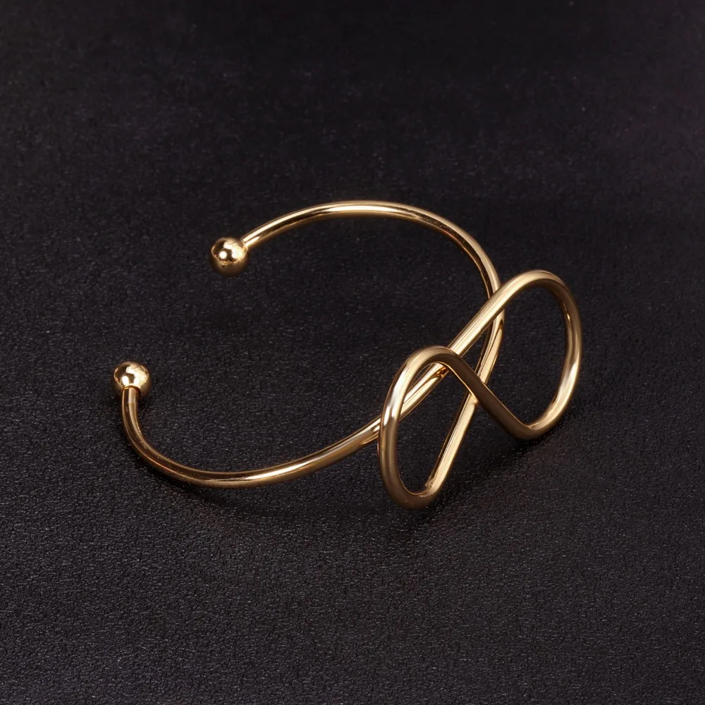 Роскошные золотые браслеты для женщин из нержавеющей стали в форме узла манжеты