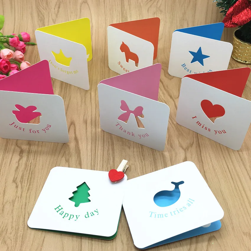 100 шт мультфильм крафт-бумага поздравительные открытки спасибо открытка с